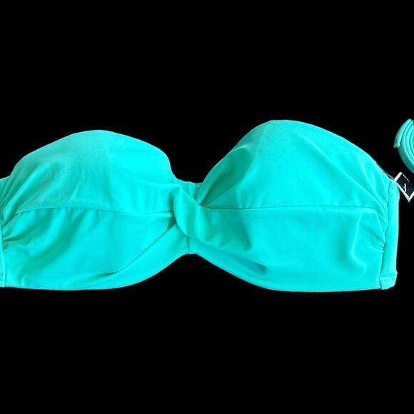 NWT Victoria’s Secret Aqua Bandeau Bikini Top Removable Straps Size 32DD - Picture 1 of 3